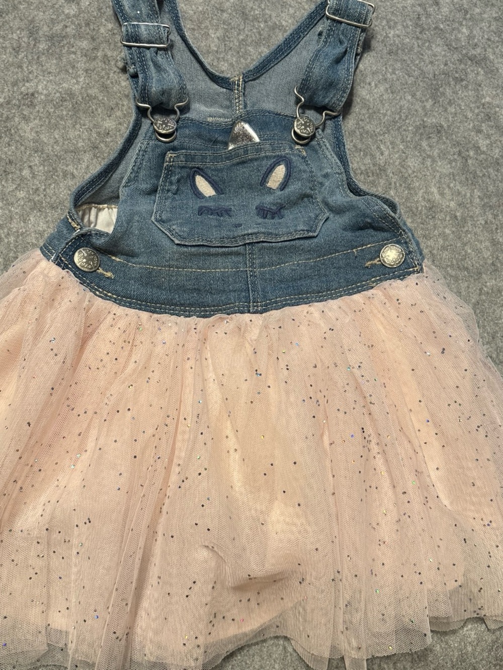 OshKosh B'gosh Denim Overall Skirt with Sparkle Pink Tulle